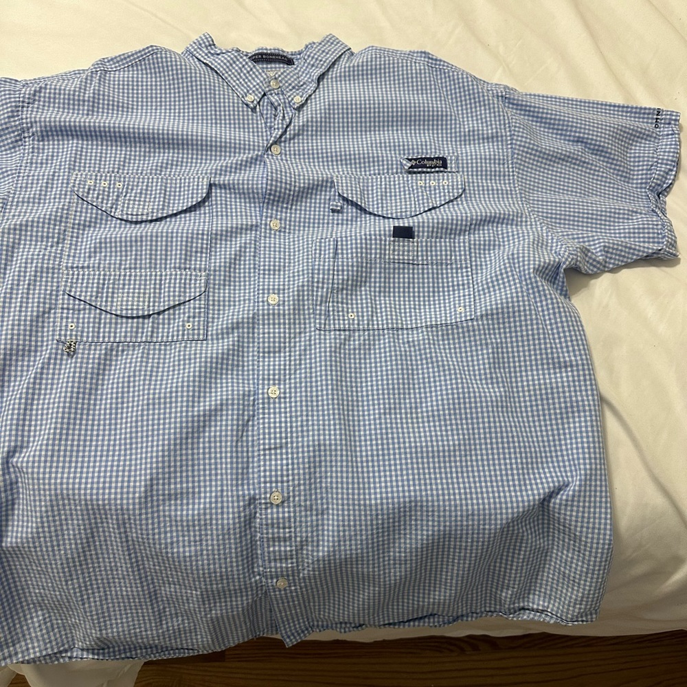 Columbia PFG Blue/white checker XXL